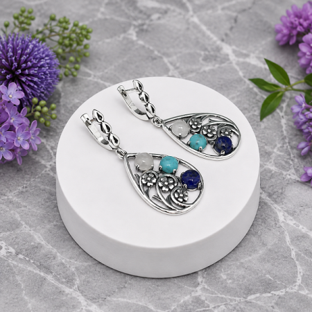 Серебряные серьги Карамель